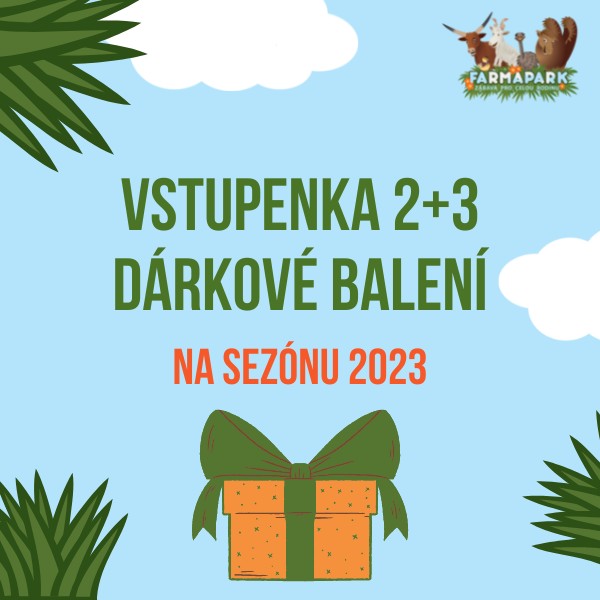 Farmapark – Dárková rodinná vstupenka 2+3, vč.dárkového balení