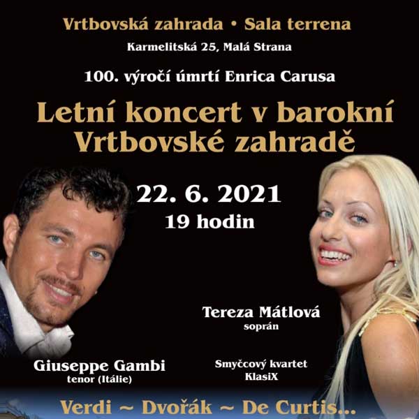 Letní koncert v barokní Vrtbovské zahradě s welcom