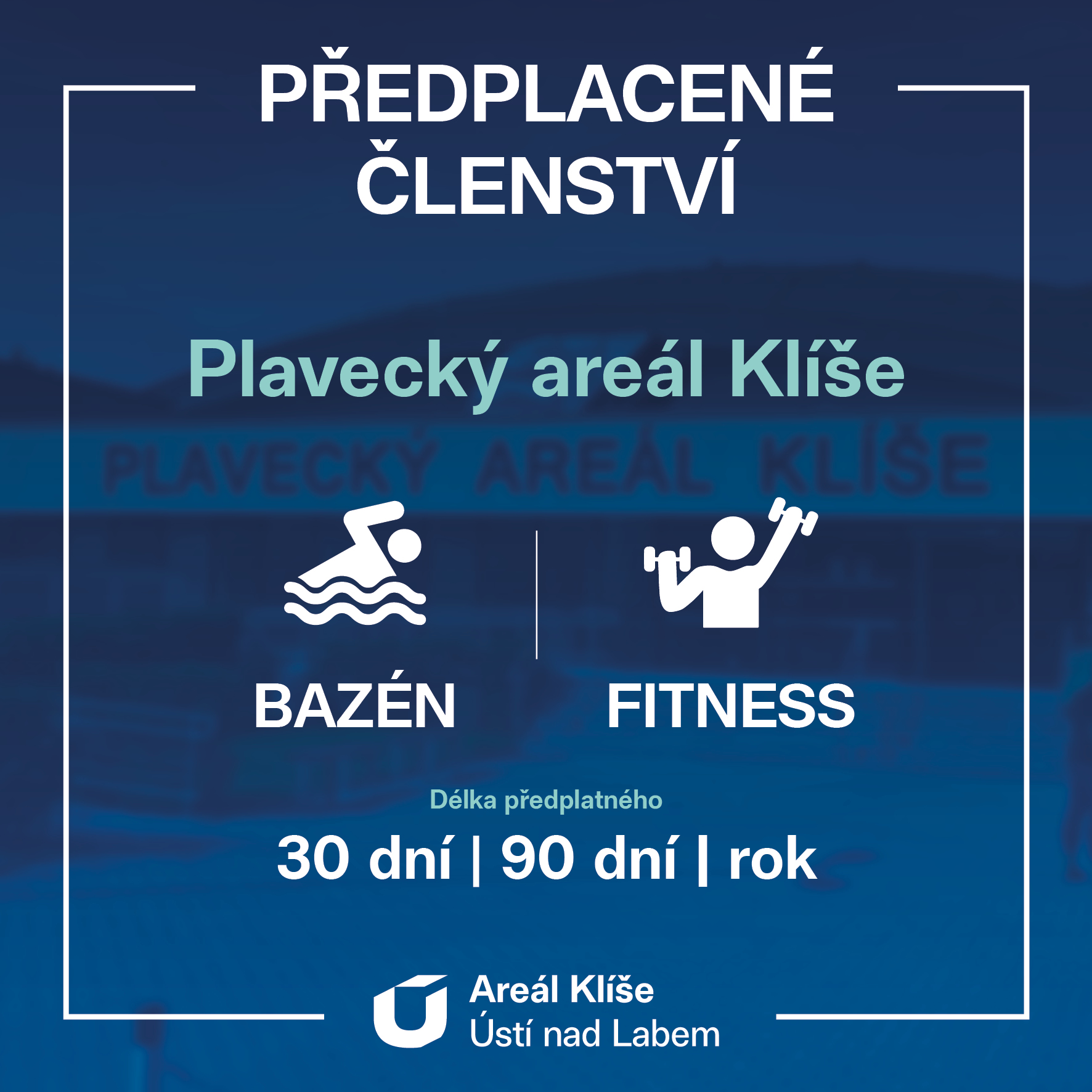 Předplacené členství - 30denní - Areál Klíše - bazén + fitness