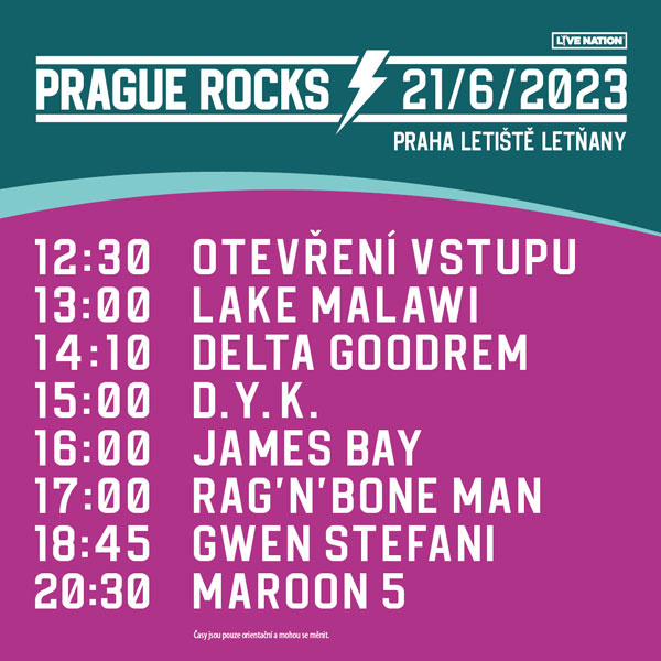 Prague Rocks : Maroon 5, Gwen Stefani, Rag´n´Bone Man & další